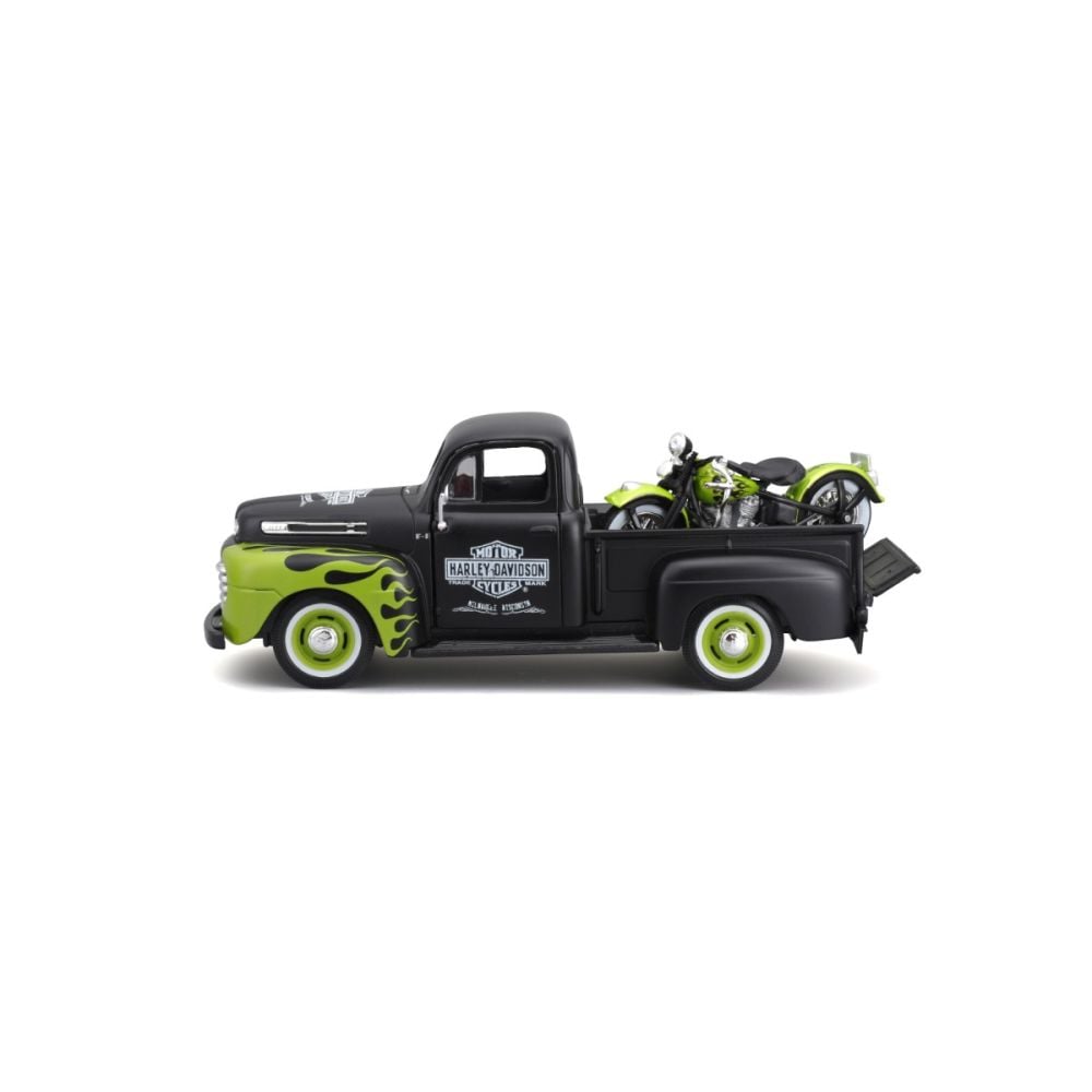 Set masina si motocicleta, Maisto, H-D Custom, 1948 Ford F1 Pick Up si 1948 FL Panhead, 1:24