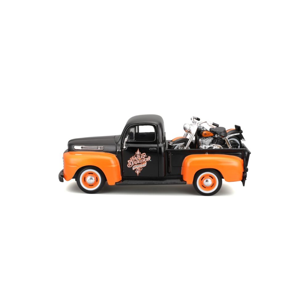 Set masina si motocicleta, Maisto, H-D Custom, 1948 Ford F1 Pick Up si 1958 FLH Duo Glide, 1:24