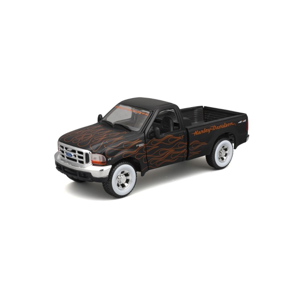 Set masina si motocicleta, Maisto, H-D Custom, 1999 Ford F350 Super Duty Pick Up 1:27 si 2002 FXSTB Night Train, 1:24
