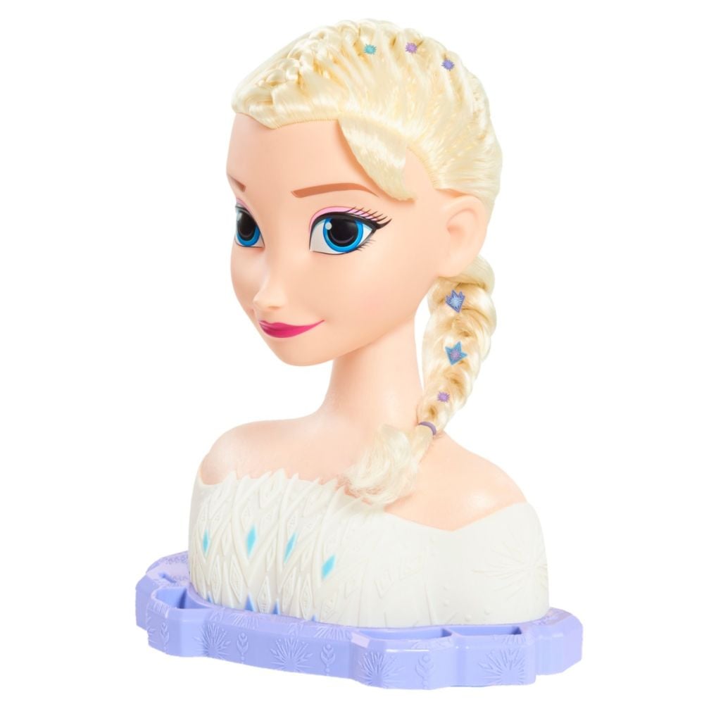 Manechin de coafat cu accesorii, Styling Head, Papusa Elsa Frozen, 18 piese