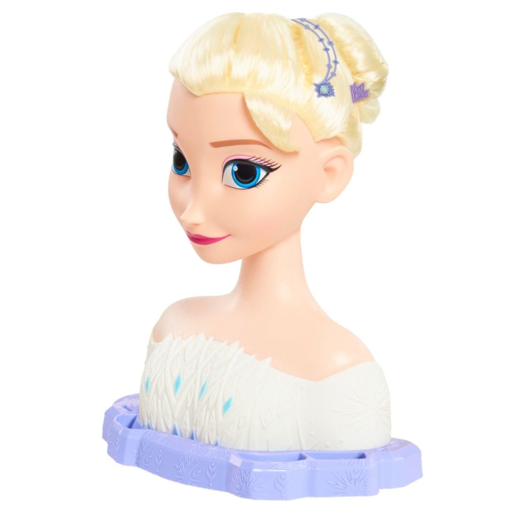 Manechin de coafat cu accesorii, Styling Head, Papusa Elsa Frozen, 18 piese