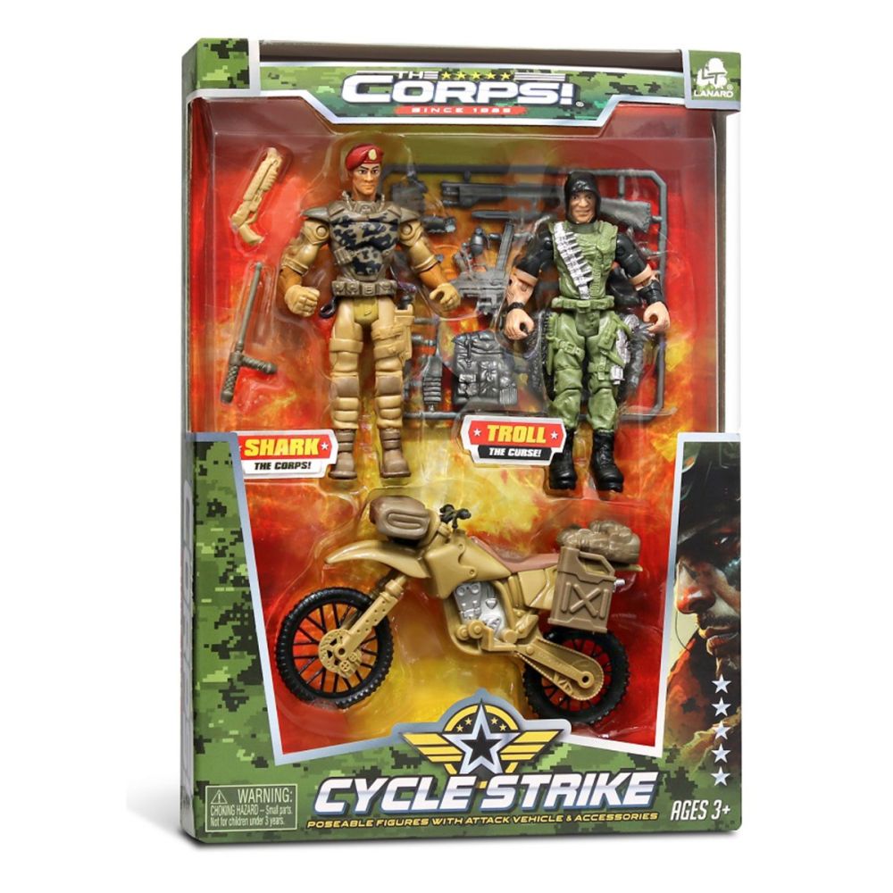 Set 2 figurine si vehicul militar, Lanard, The Corps Universe, Shark- Troll