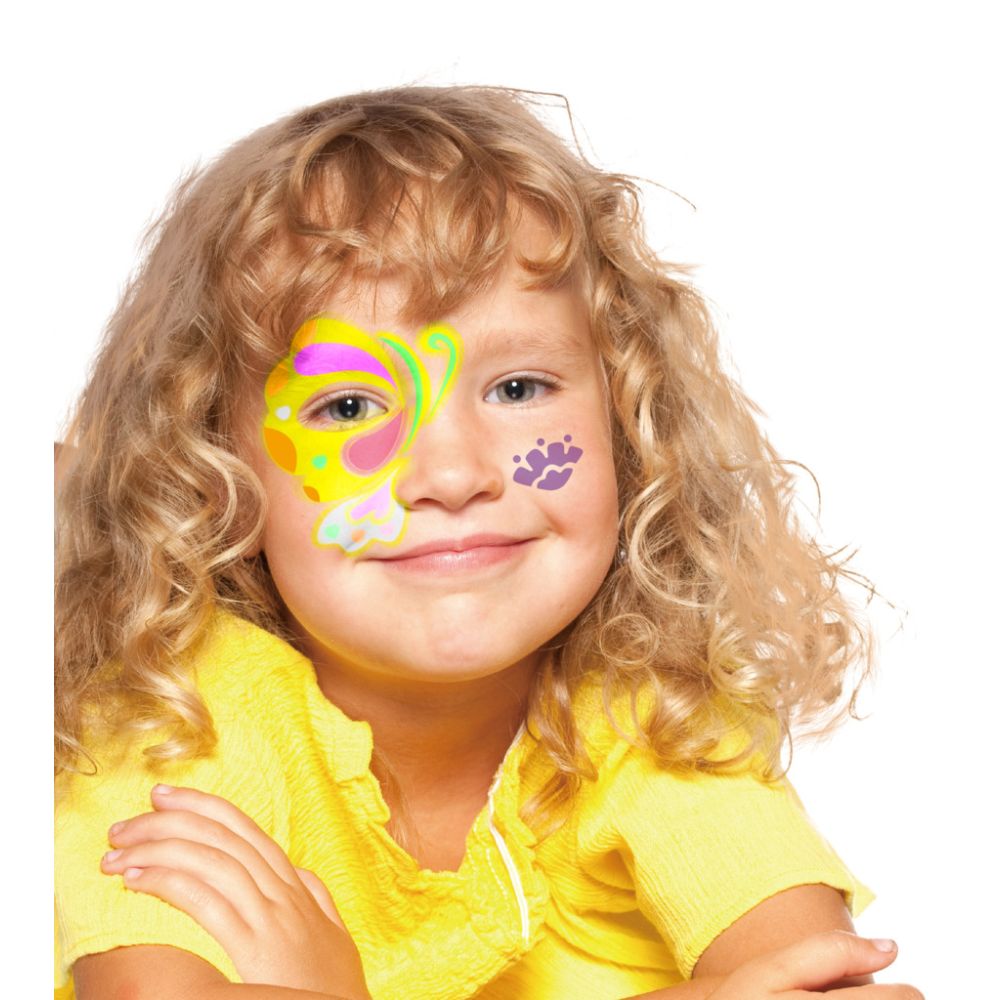 Set de pictura faciala cu sabloane, Avenir, Flori si fluturi