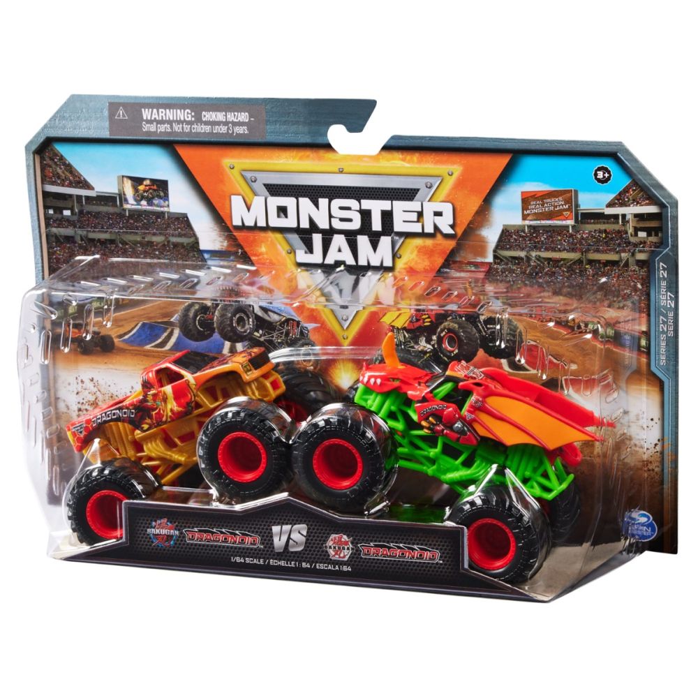 Set 2 masini, Monster Jam, Bakugan Dragonoid Vs Dragonoid, 1:64, 20144306