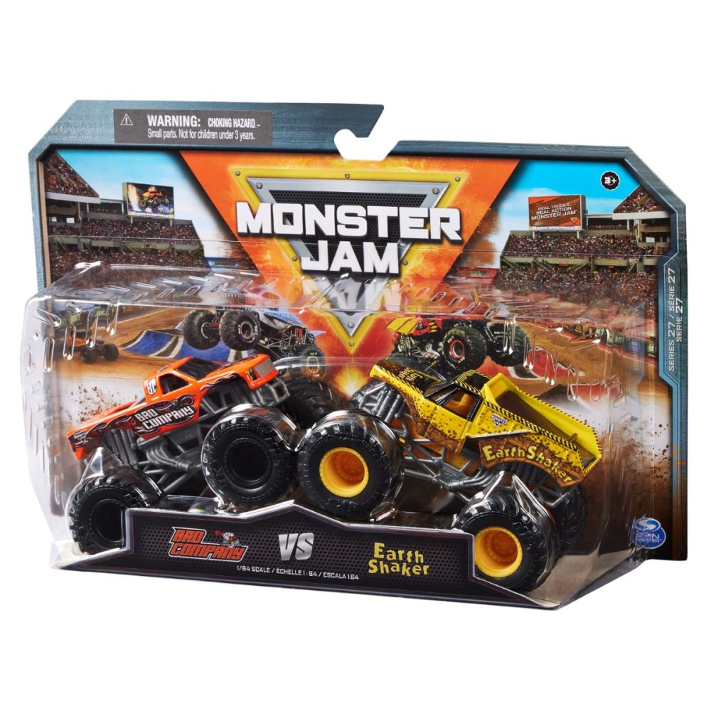 Set 2 masini, Monster Jam, Bad Company Vs Earth Shaker, 1:64, 20144308
