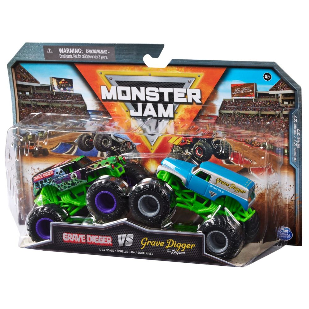 Set 2 masini, Monster Jam, Grave Digger Vs Grave Digger The Legend, 1:64, 20144309