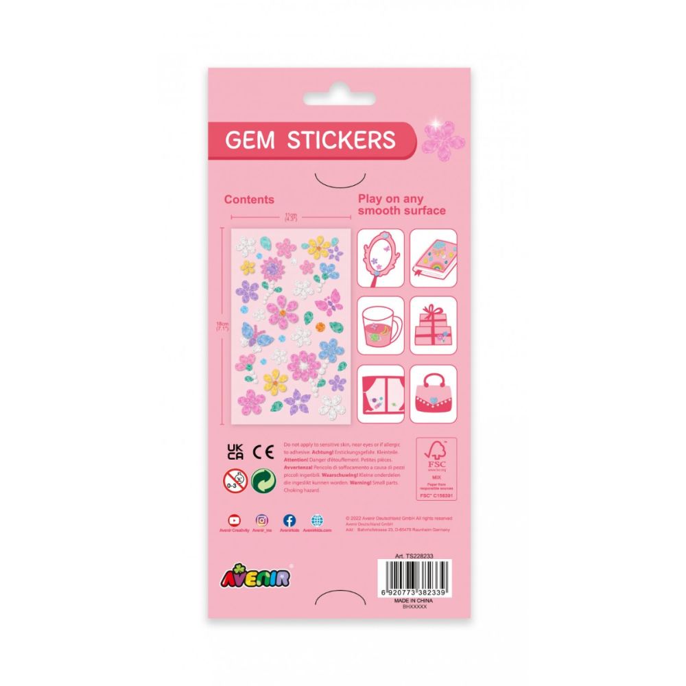 Set abtibilduri, Avenir, Gem Stickers, Flowers