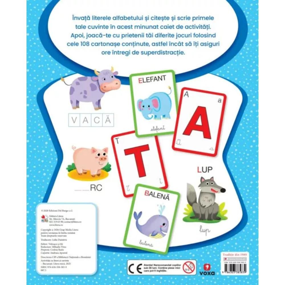 Carte de activitati cu 108 cartonase, Activitati cu litere si cuvinte