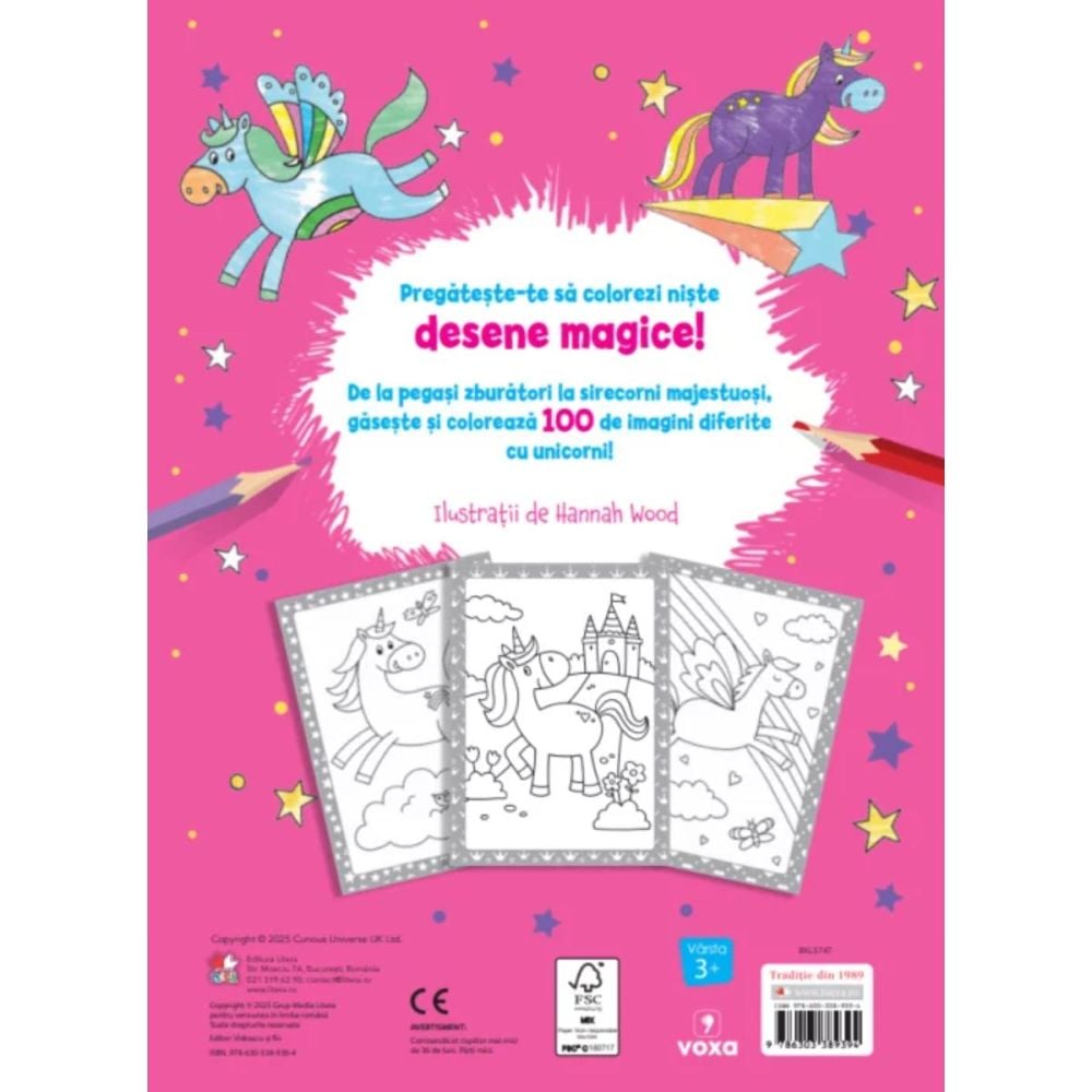 Descopera si coloreaza, Litera, 100 de Unicorni Magici