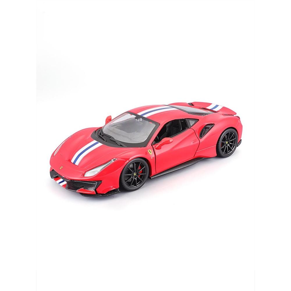 Set constructie masinuta metalica, Maisto, Ferrari 488 Pista, 43 piese, 1:24, Rosu