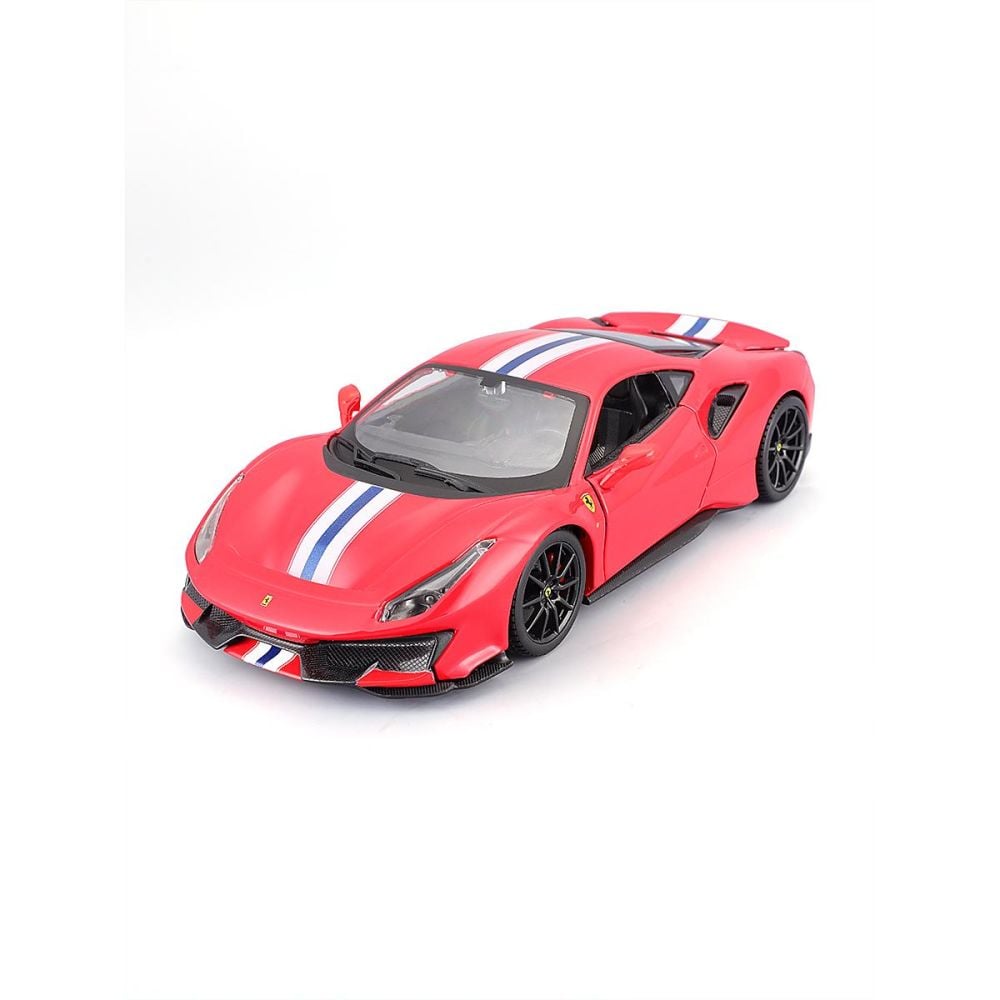 Set constructie masinuta metalica, Maisto, Ferrari 488 Pista, 43 piese, 1:24, Rosu