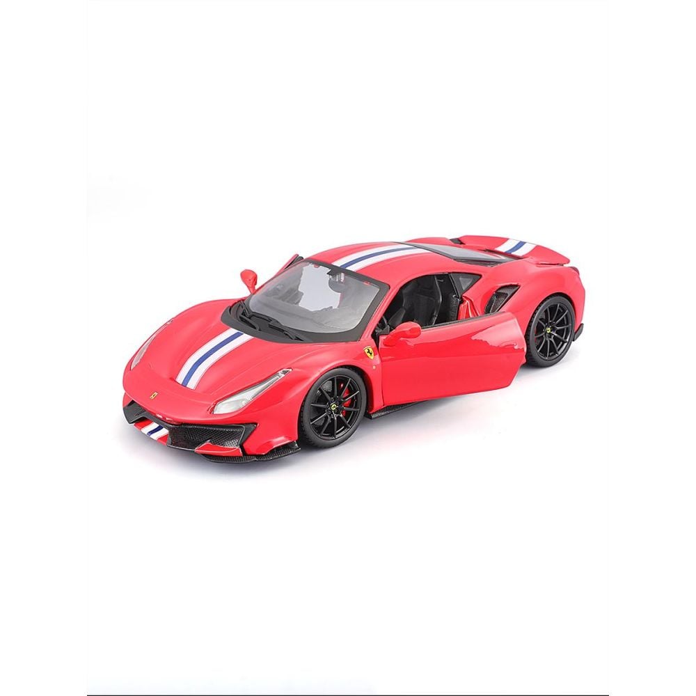Set constructie masinuta metalica, Maisto, Ferrari 488 Pista, 43 piese, 1:24, Rosu