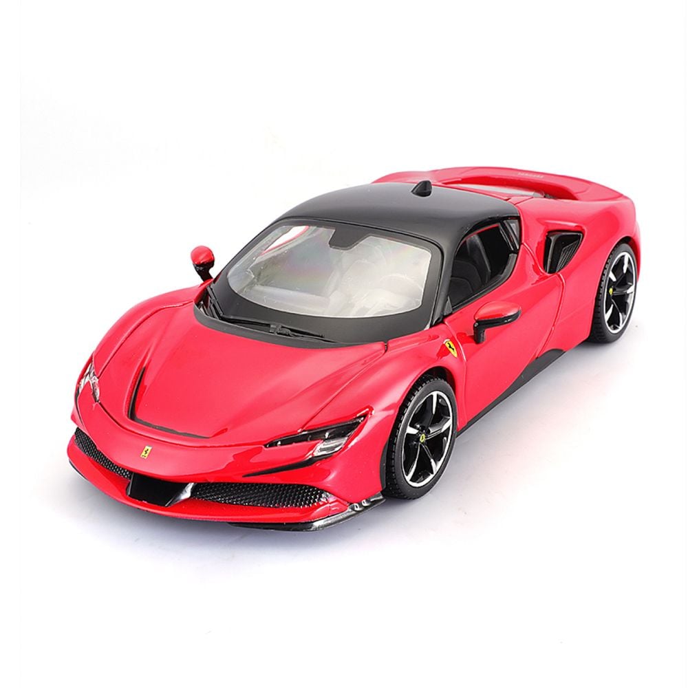 Set constructie masinuta metalica, Maisto, Ferrari SF90 Stradale, 39 piese, 1:24, Rosu