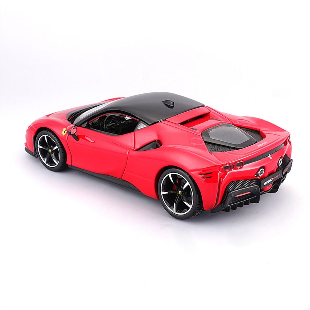 Set constructie masinuta metalica, Maisto, Ferrari SF90 Stradale, 39 piese, 1:24, Rosu