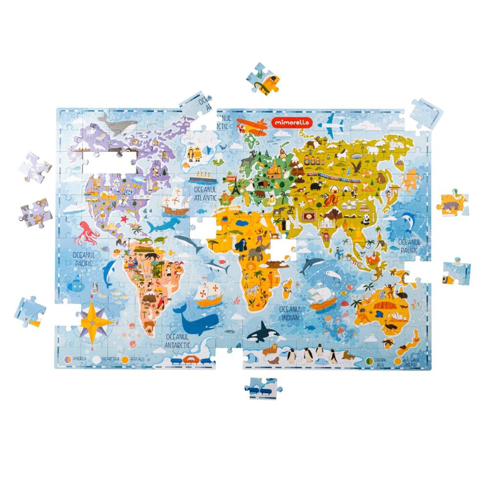 Puzzle Mimorello, Harta Lumii, 168 piese