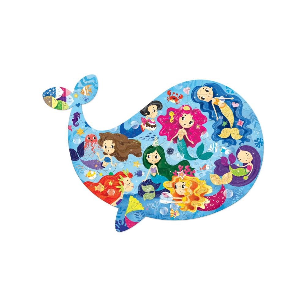 Puzzle cu glitter, Mimorello, Sirene Magice, 120 piese