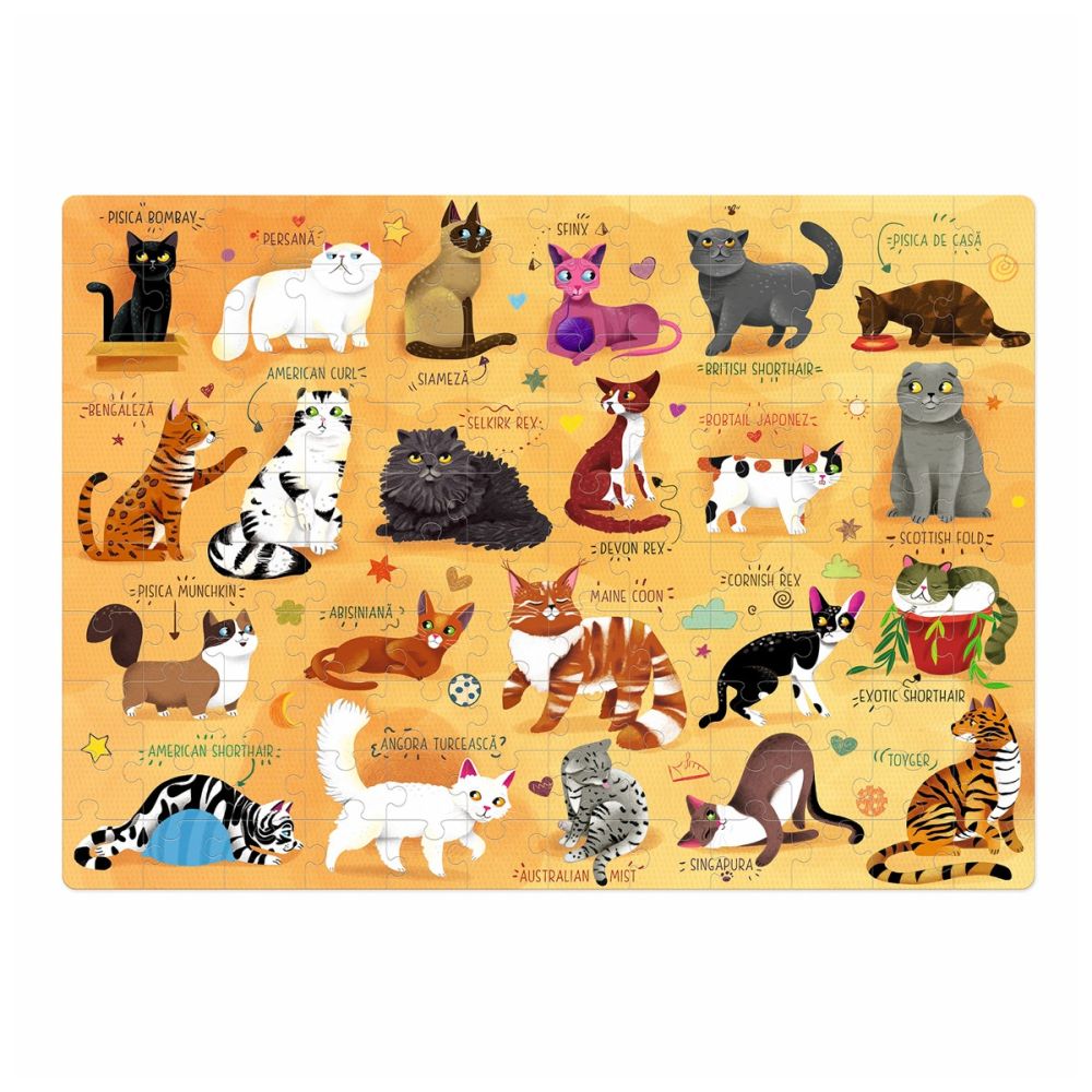 Puzzle Mimorello, Lumea Pisicilor, 120 piese
