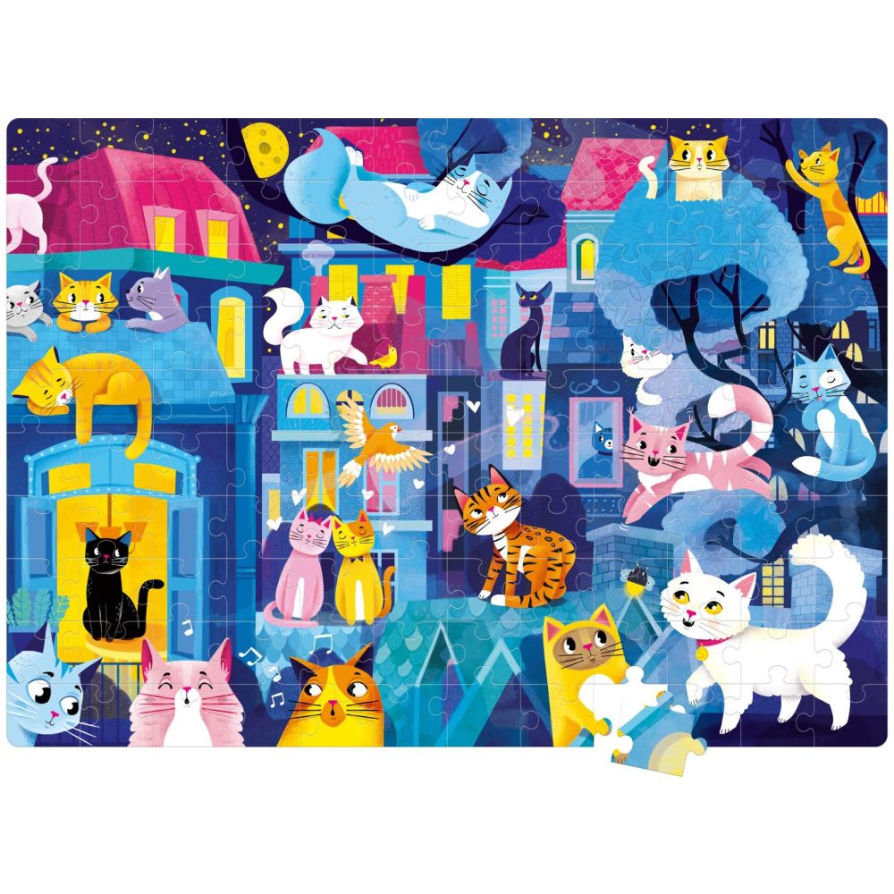 Puzzle fosforescent, Mimorello, Pisici, 120 piese