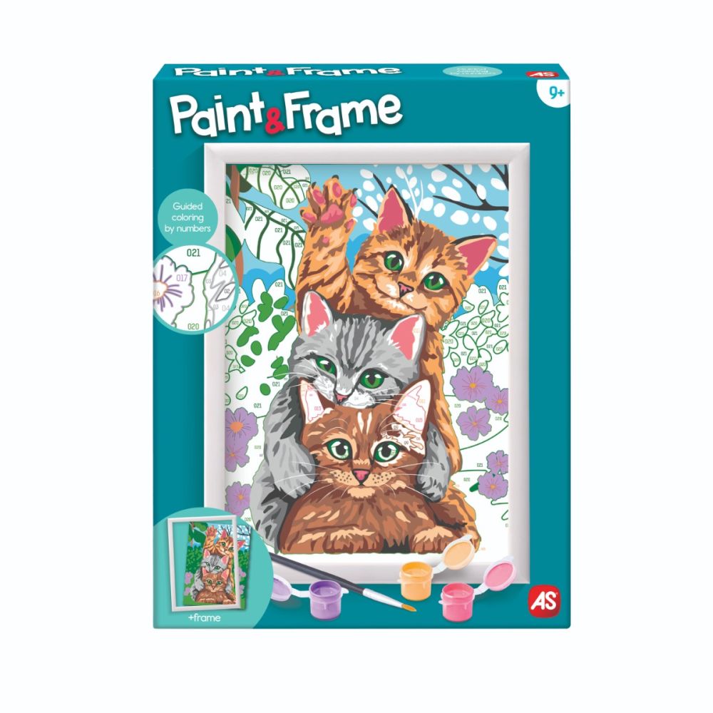 Set de pictura pe numere, Happi Hobbi, Picteaza si inrameaza, Pisici amuzante