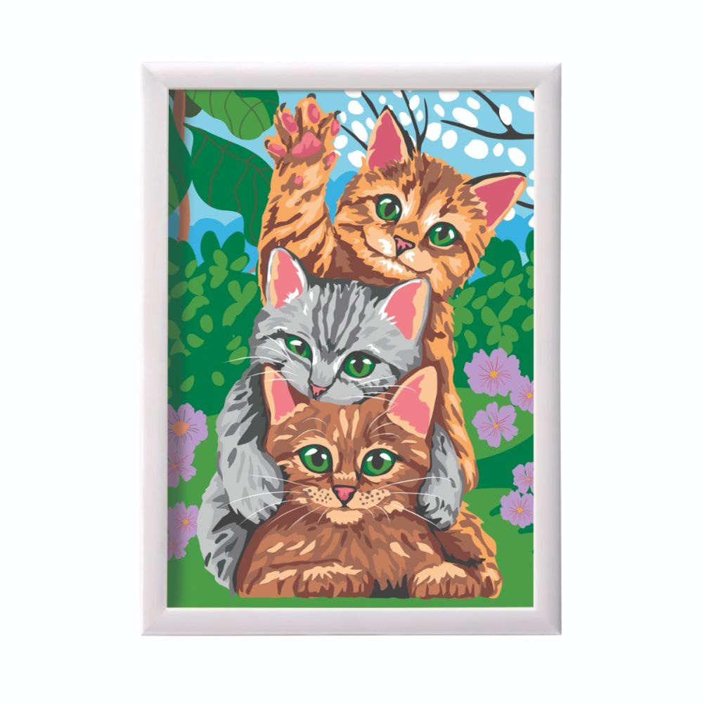 Set de pictura pe numere, Happi Hobbi, Picteaza si inrameaza, Pisici amuzante