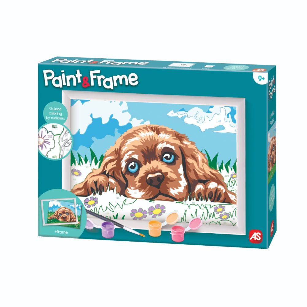 Set de pictura pe numere, Happi Hobbi, Picteaza si inrameaza, Catelus iubitor