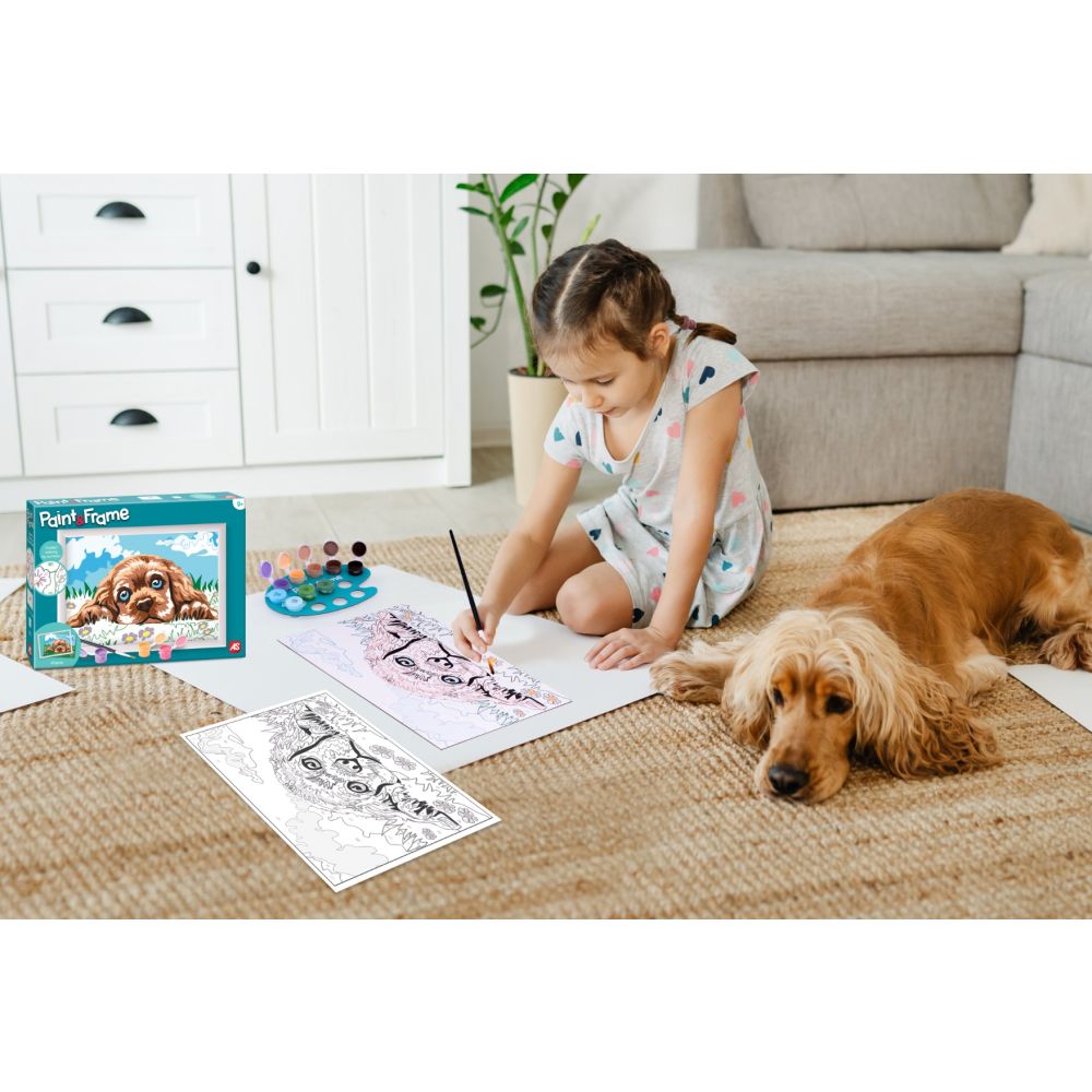 Set de pictura pe numere, Happi Hobbi, Picteaza si inrameaza, Catelus iubitor