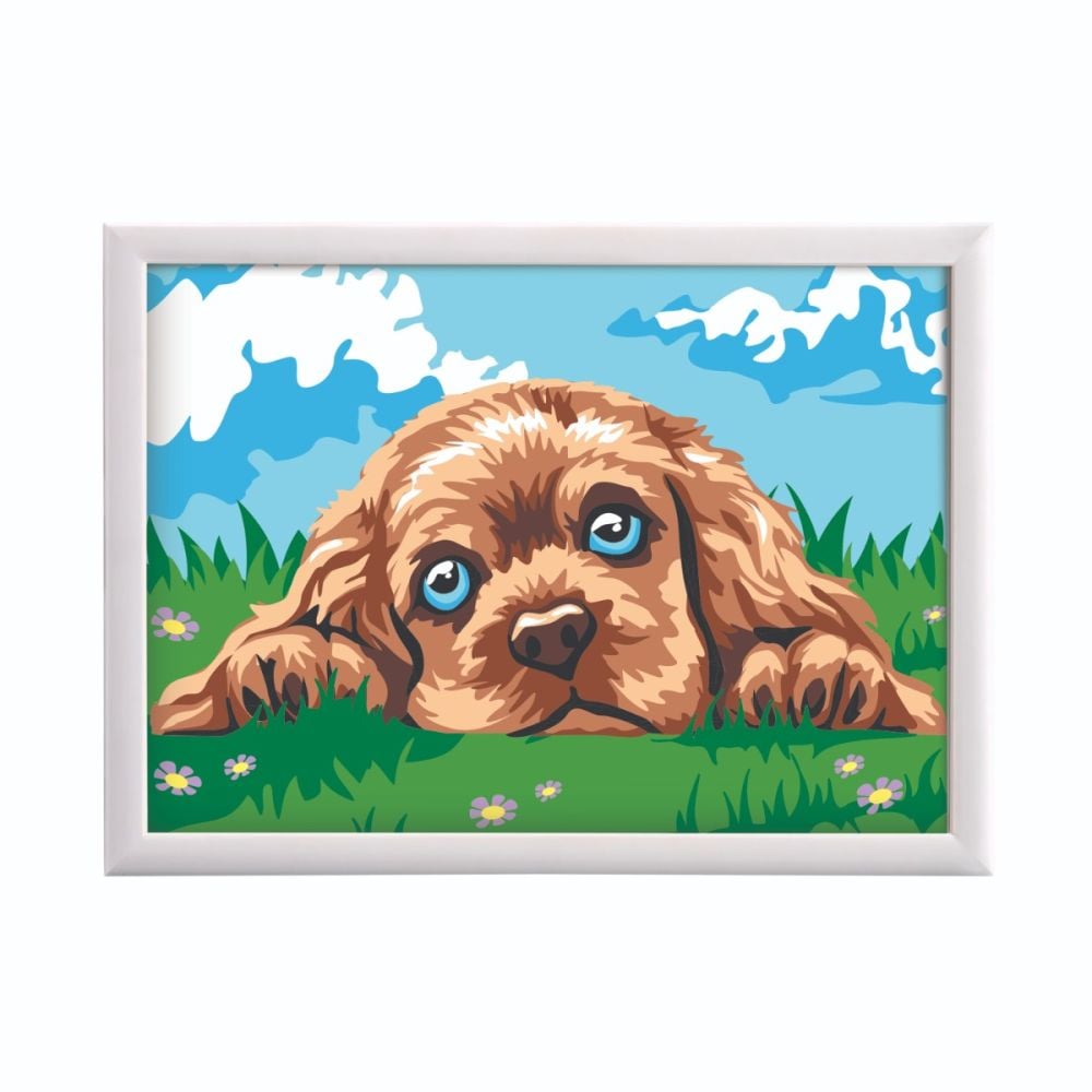 Set de pictura pe numere, Happi Hobbi, Picteaza si inrameaza, Catelus iubitor