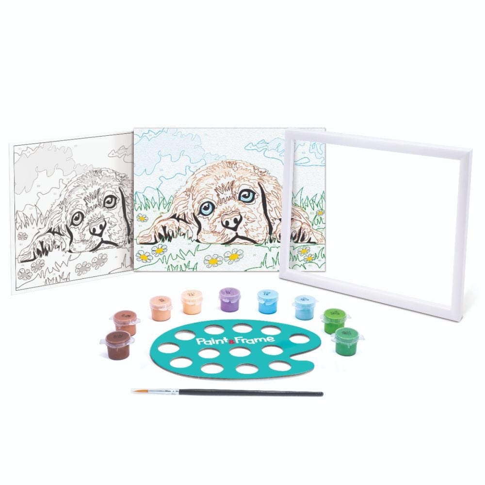 Set de pictura pe numere, Happi Hobbi, Picteaza si inrameaza, Catelus iubitor