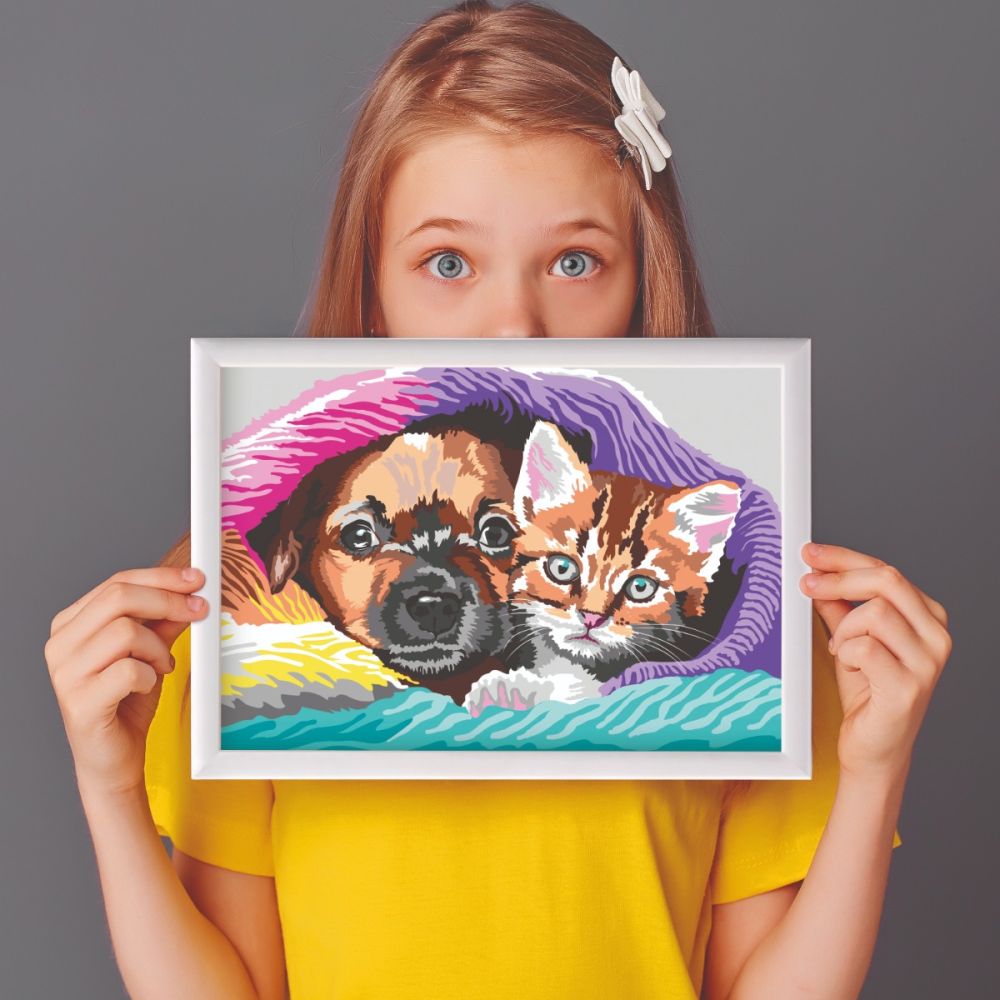 Set de pictura pe numere, Happi Hobbi, Picteaza si inrameaza, Dulce prietenie