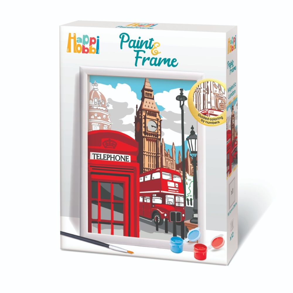 Set de pictura pe numere, Happi Hobbi, Picteaza si inrameaza, Majestic London