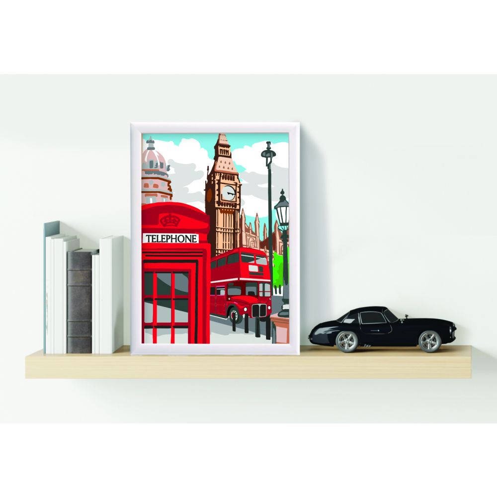 Set de pictura pe numere, Happi Hobbi, Picteaza si inrameaza, Majestic London