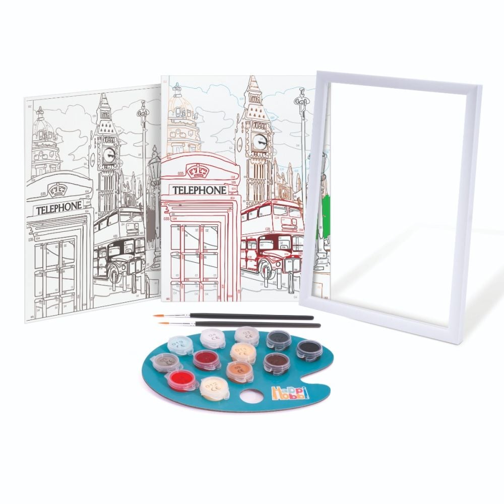 Set de pictura pe numere, Happi Hobbi, Picteaza si inrameaza, Majestic London