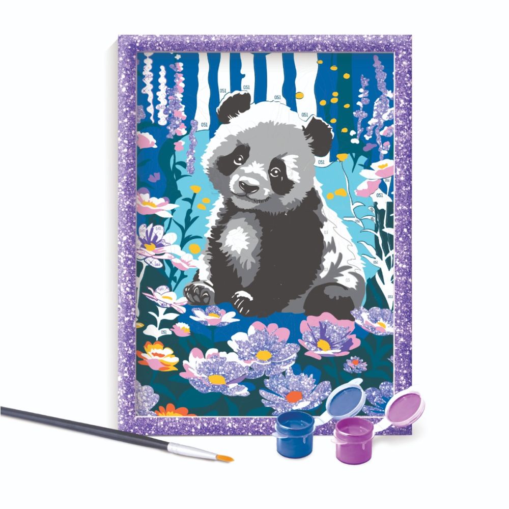 Set de pictura pe numere, Happi Hobbi, Picteaza si inrameaza, Panda visator
