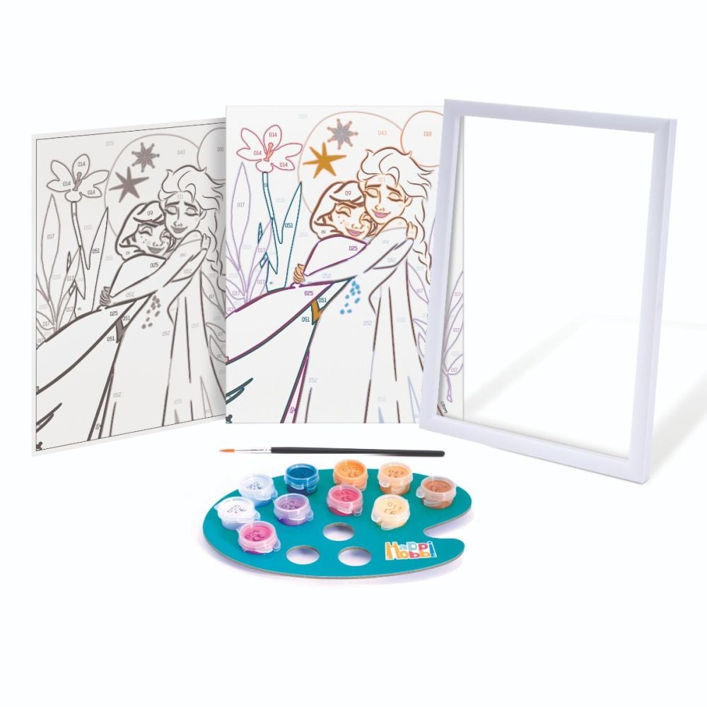 Set de pictura pe numere, Happi Hobbi, Picteaza si inrameaza, Frozen