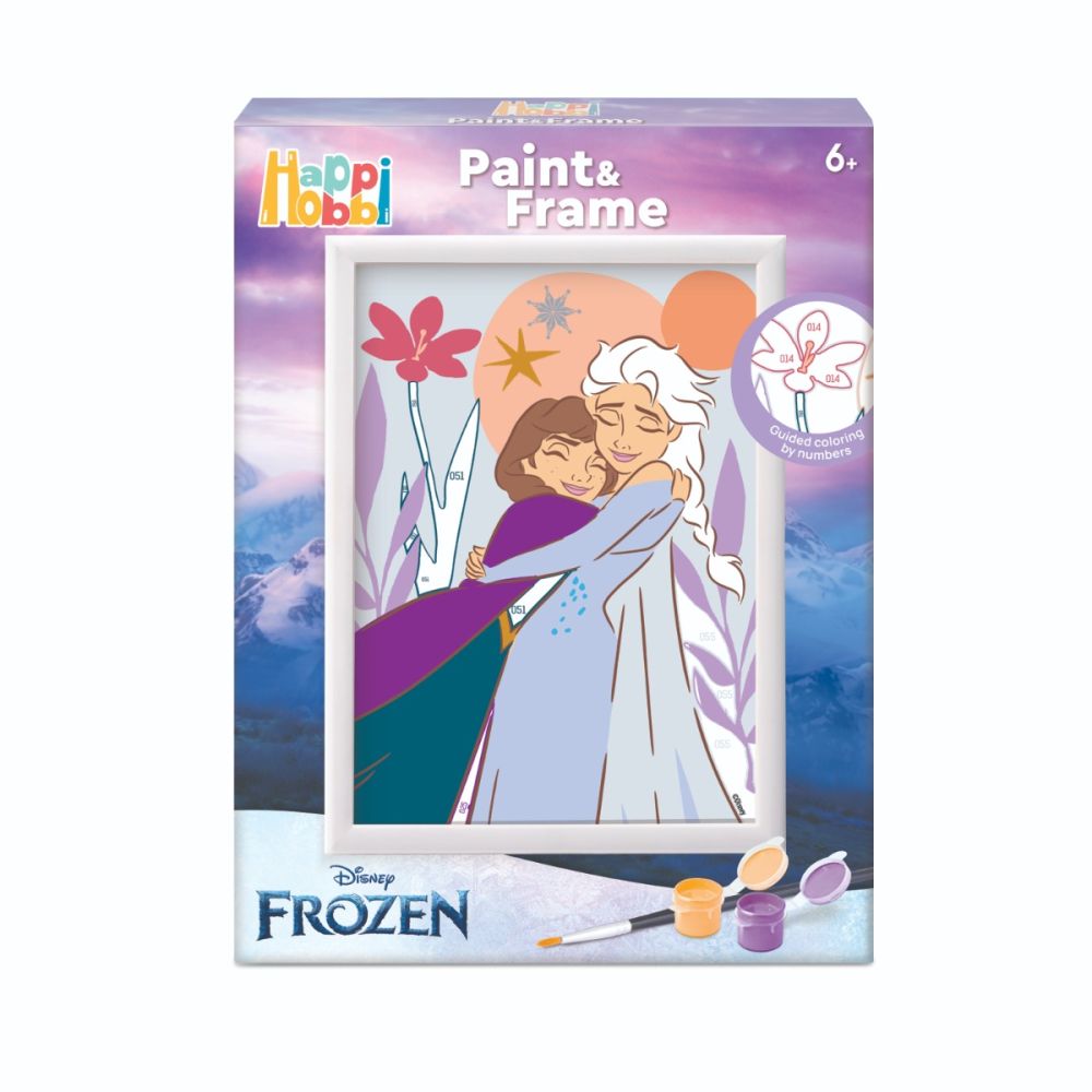 Set de pictura pe numere, Happi Hobbi, Picteaza si inrameaza, Frozen