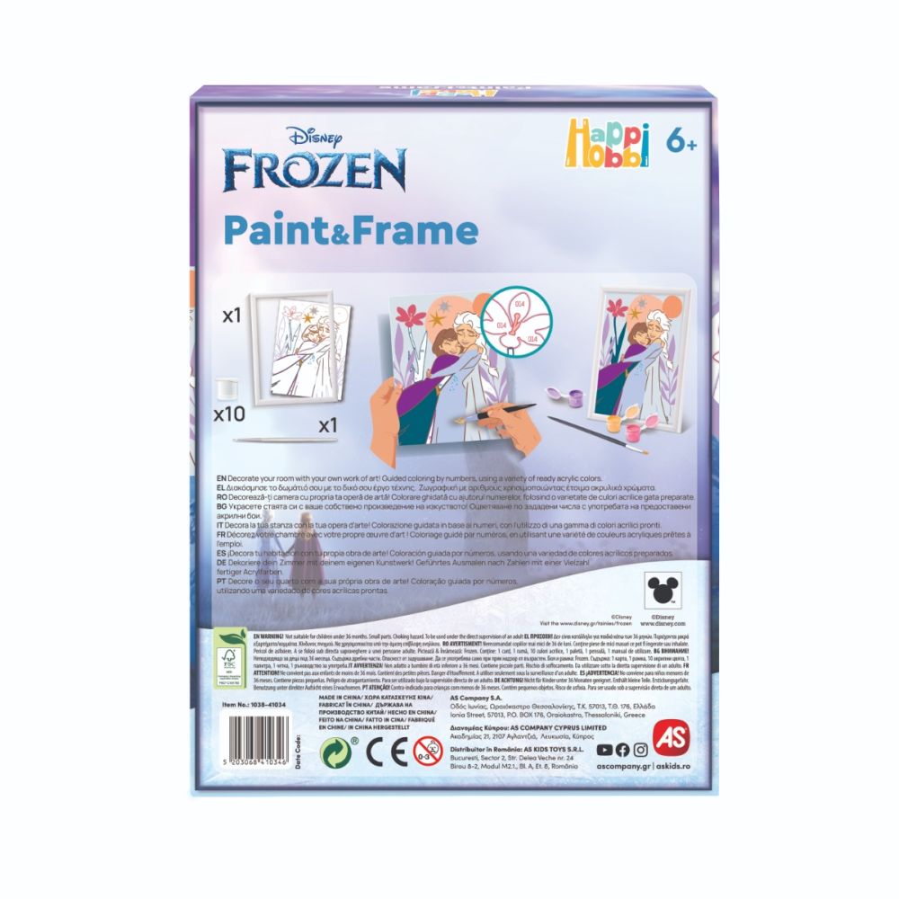 Set de pictura pe numere, Happi Hobbi, Picteaza si inrameaza, Frozen