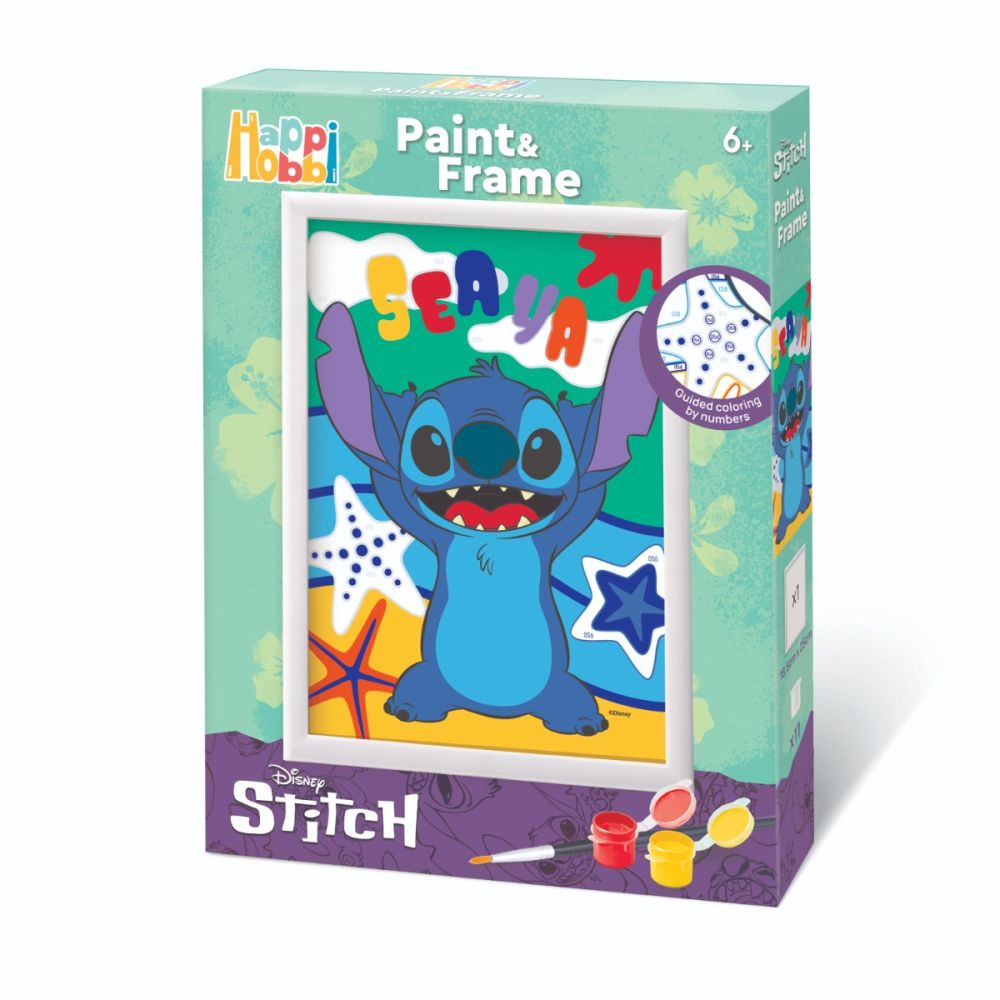 Set de pictura pe numere, Happi Hobbi, Picteaza si inrameaza, Stitch
