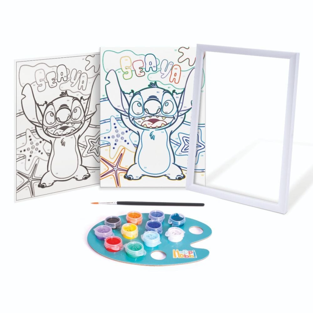 Set de pictura pe numere, Happi Hobbi, Picteaza si inrameaza, Stitch