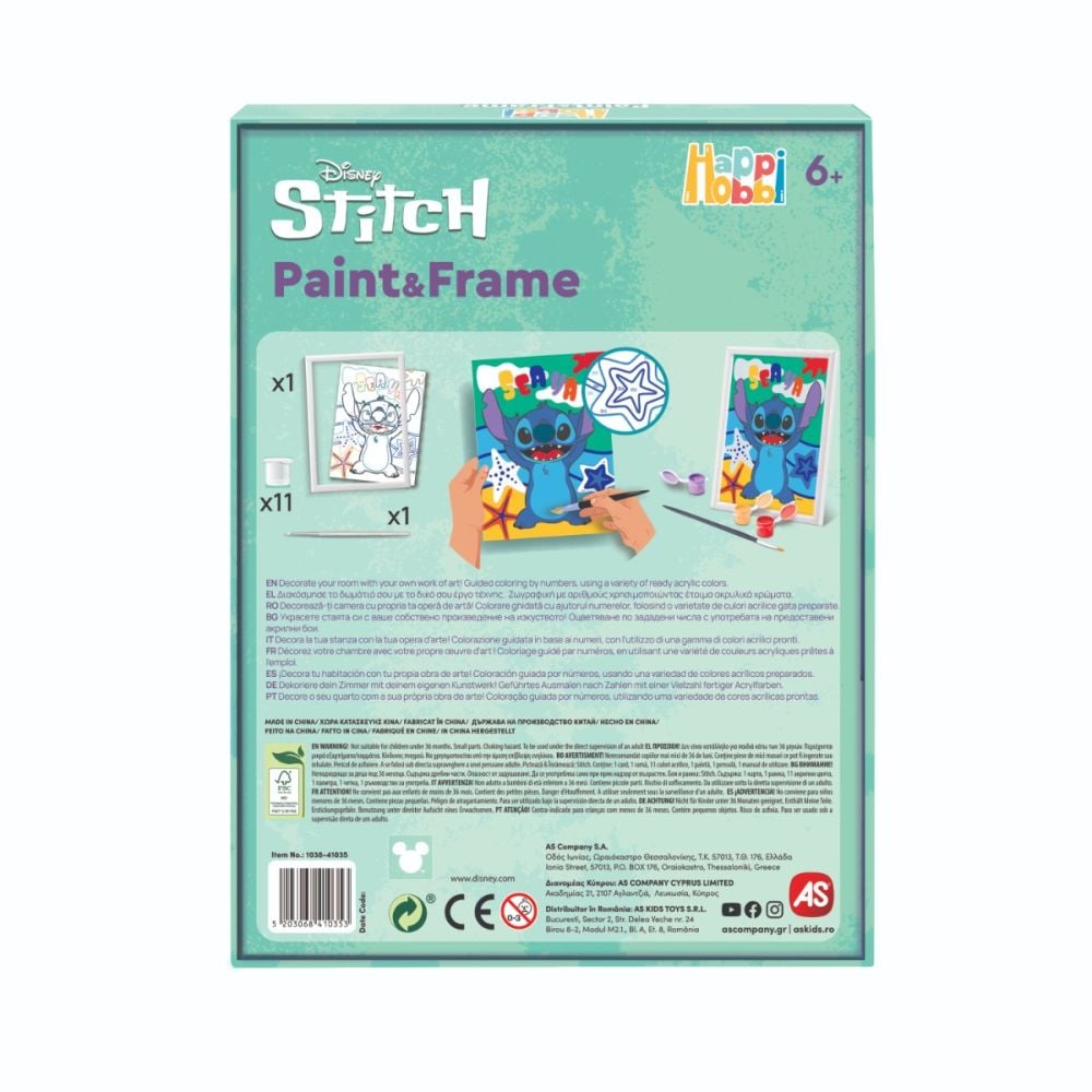 Set de pictura pe numere, Happi Hobbi, Picteaza si inrameaza, Stitch