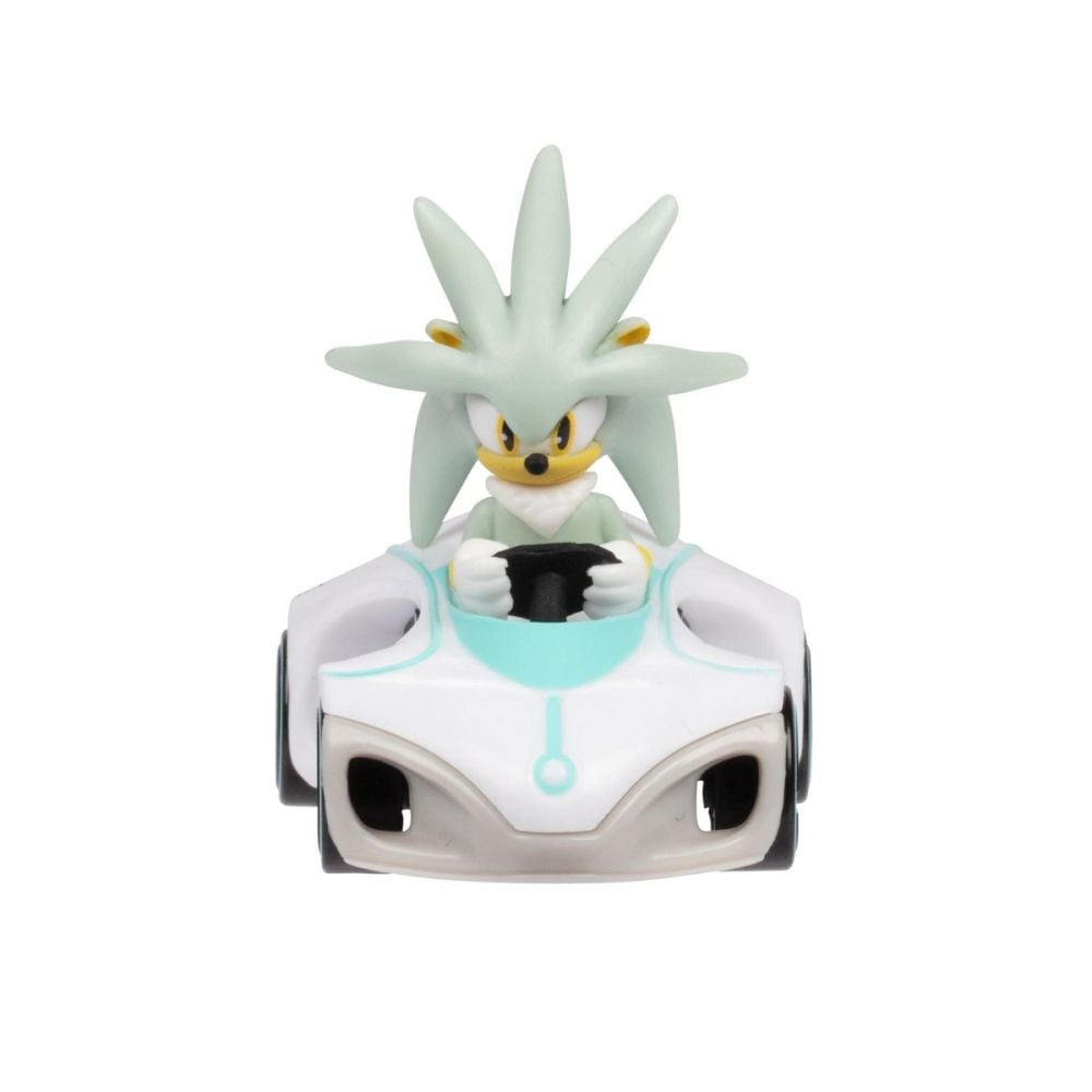 Figurina cu masinuta din metal, Sonic the Hedgehog, Silver, 1:64