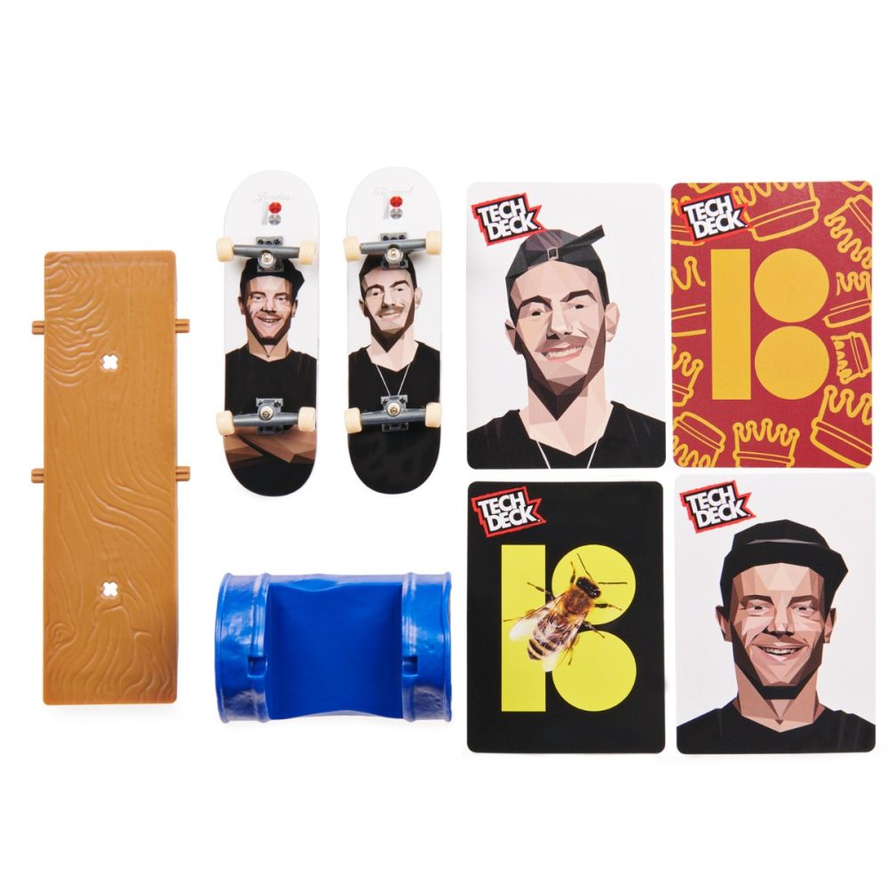 Set 2 mini skateboard cu obstacol, Tech Deck, Plan B, 20141292