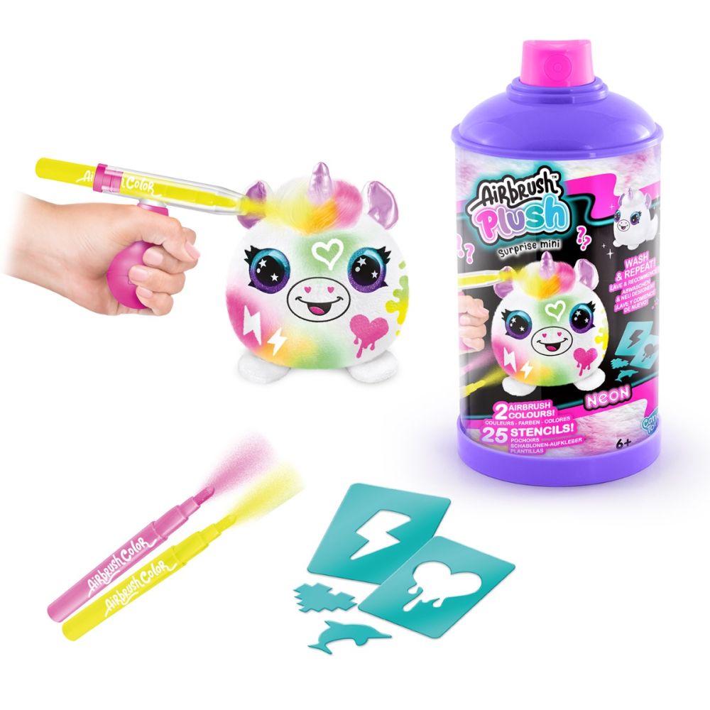 Mini jucarie de plus surpriza, Airbrush Plush, Neon S2