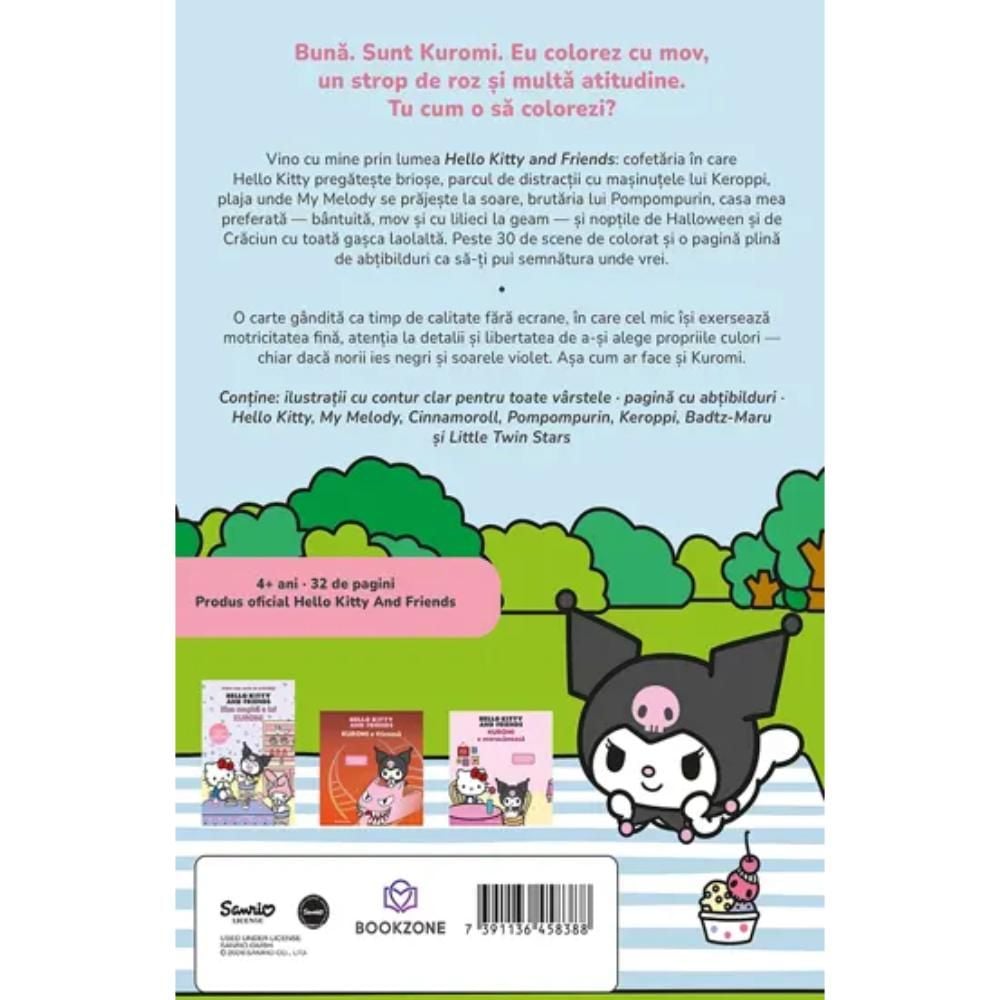Prima mea carte de colorat, Hello Kitty and Friends, Kuromi si creioanele fermecate