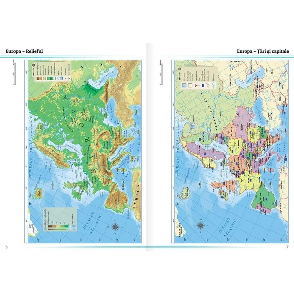 Atlas geografic scolar, Kreativ, Pamant, Europa si Romania
