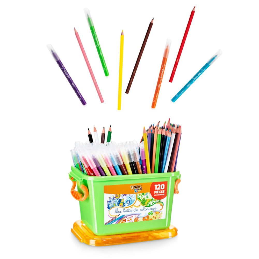 Set de colorat in cutie, Bic, 60 markere si 60 creioane