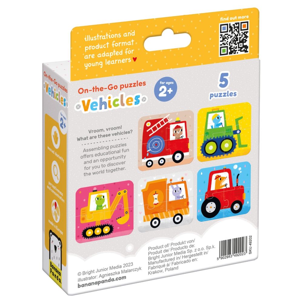 Primul meu puzzle, Banana Panda, On-The-Go, Vehicule, 20 piese