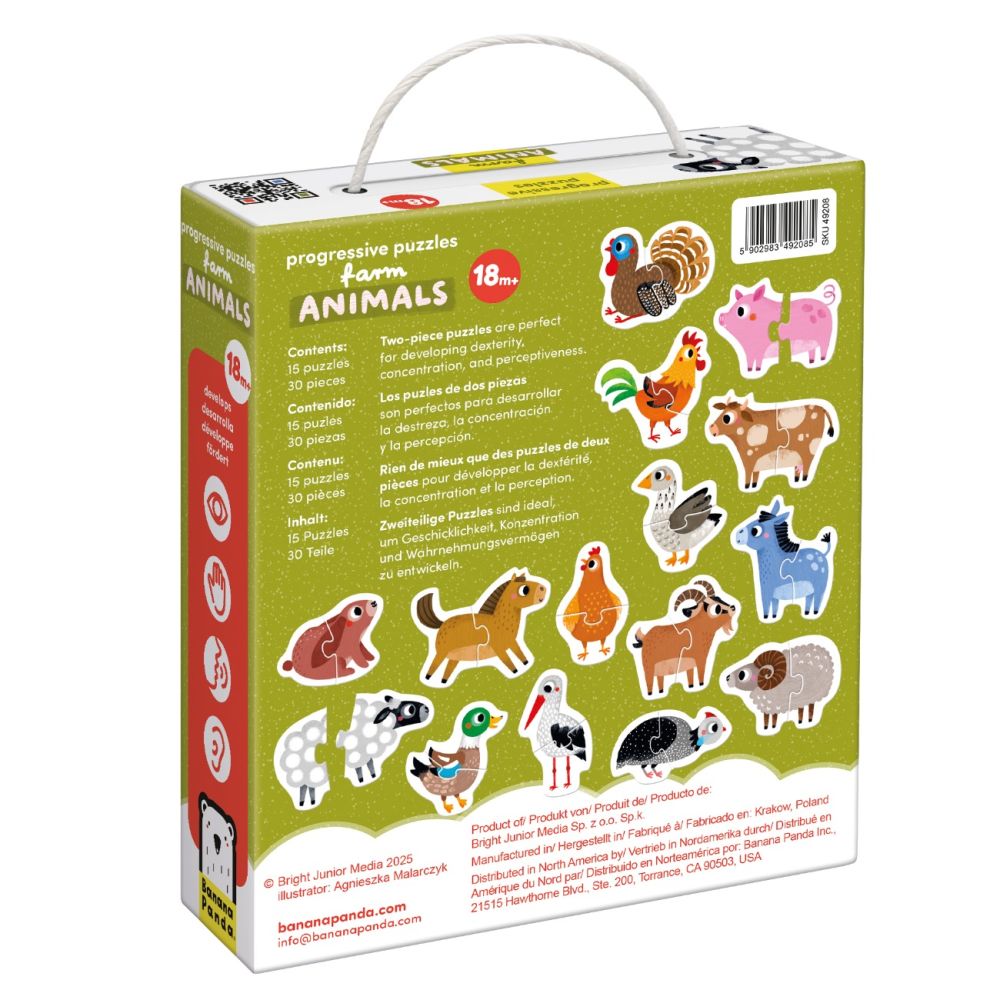 Puzzle progresiv, Banana Panda, Animale de la ferma, 30 piese