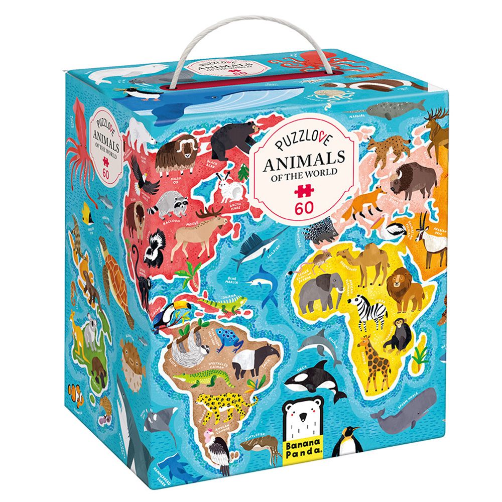 Puzzle Banana Panda, Animale din jurul lumii, 60 piese