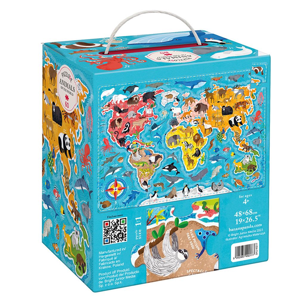 Puzzle Banana Panda, Animale din jurul lumii, 60 piese