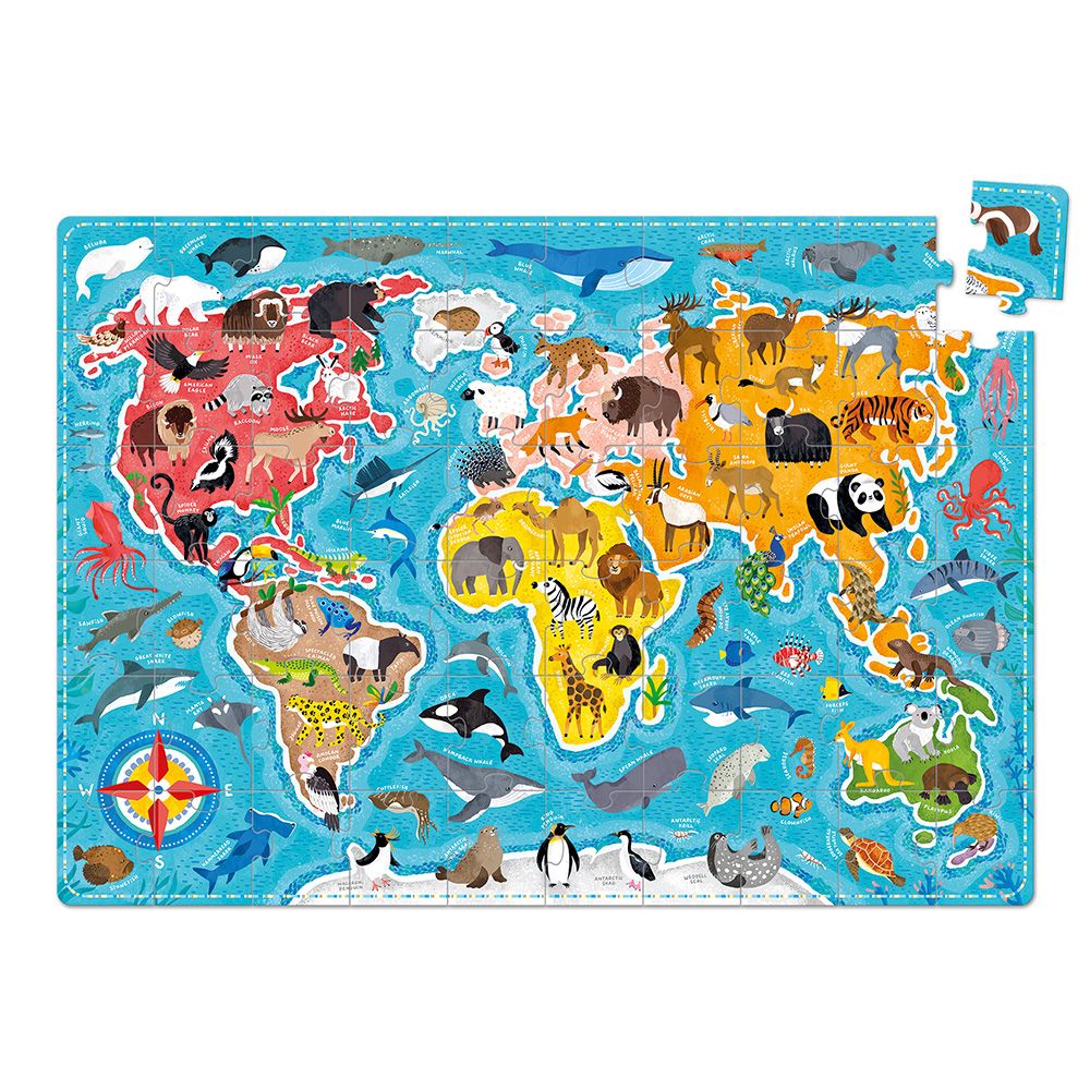 Puzzle Banana Panda, Animale din jurul lumii, 60 piese